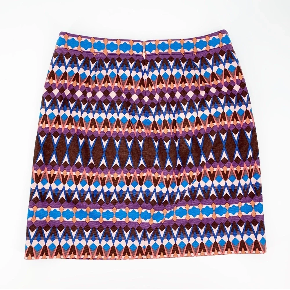 J Crew Mini Skirt 2 Geometric Print Artsy Chic Retro Revival‎ Workwear Mod Style